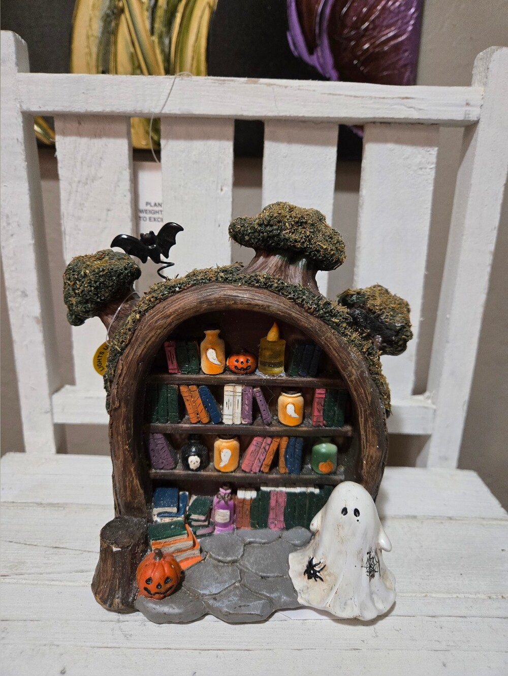 Ashland Haunted Library Halloween Miniature Bookshelf With Ghost